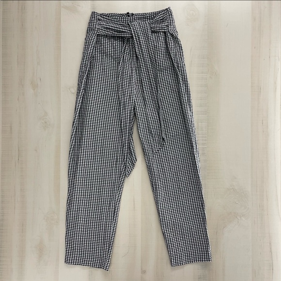 Free People Pants - FREE PEOPLE high waisted crop sexy front tie gingham pants fall winter work